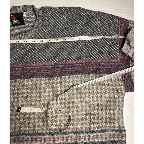 VTG- 80s Robert Bruce Knit Sweater 2XL Multicolor Gray Wool Blend Crewneck USA - Picture 6 of 9